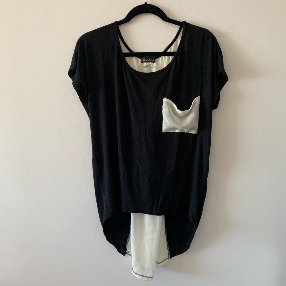 Seductions t-shirt size large pocket sheer back